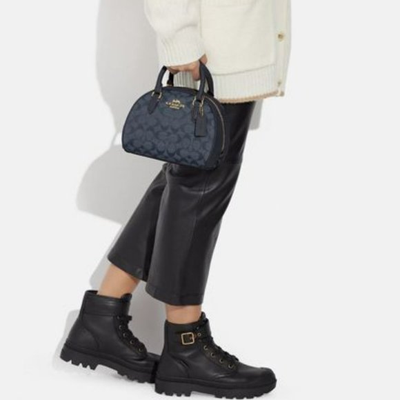 NWT Coach Sydney Satchel Crossbody In Signature Chambray & Smooth Leather - Picture 11 of 16